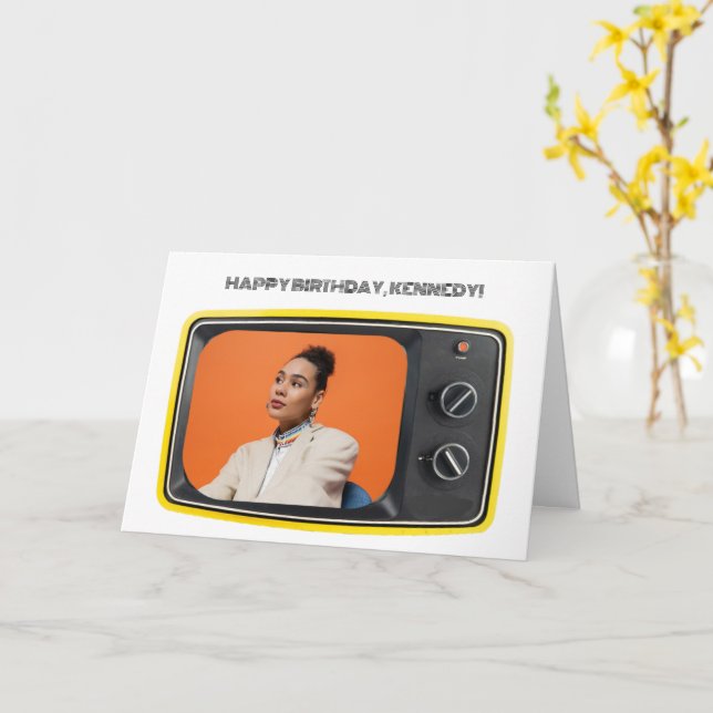 Tarjeta Foto personalizado en estilo pop de TV amarilla vi (flor amarilla)