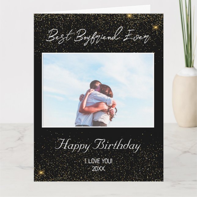 Tarjeta Foto personalizado Feliz cumpleaños mejor Boyfrien (Anverso)