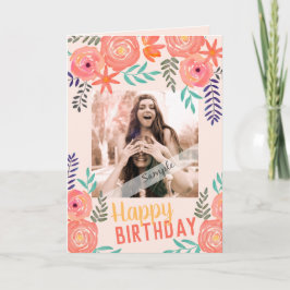 Tarjeta Foto personalizado "Feliz cumpleaños" Rosas de cor