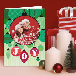 Tarjeta Foto personalizado Joy verde rojo