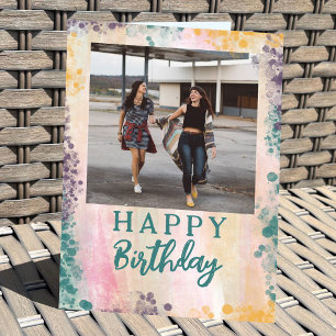 Tarjeta Foto personalizado Paint Splatter Feliz cumpleaños