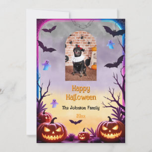 Tarjeta Foto personalizado Retro Feliz Saludo de Halloween