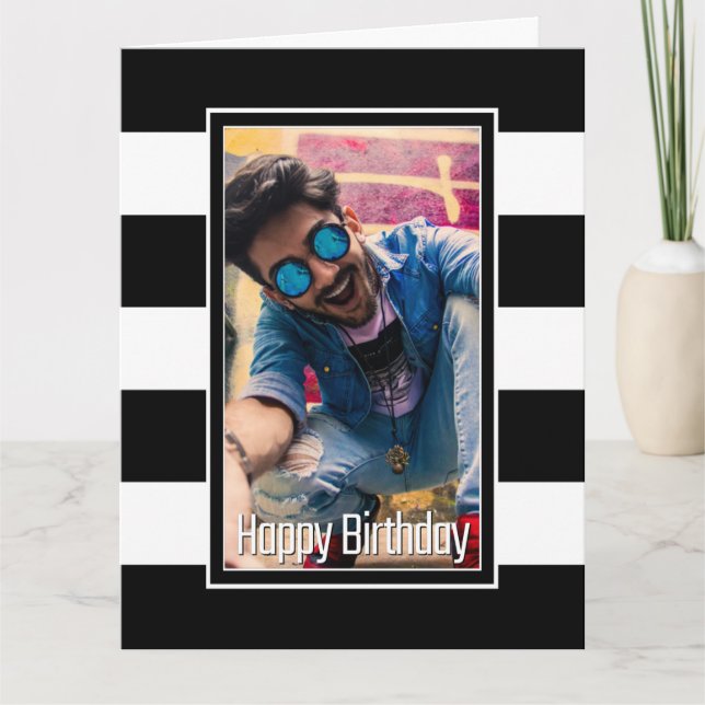 Tarjeta Foto personalizado tachada de cualquier cumpleaños (Anverso)