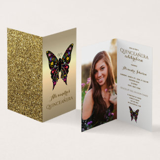 Tarjeta Foto Quinceañera Cumpleaños 15 Colorido Mariposa