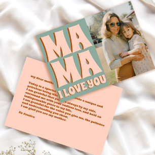 Tarjeta Foto Retro Día de la Madre Azul Rosa