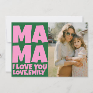 Tarjeta Foto Retro Día de la Madre Verde Rosa