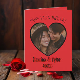 Tarjeta Foto romántica del corazón rojo con texto Personal