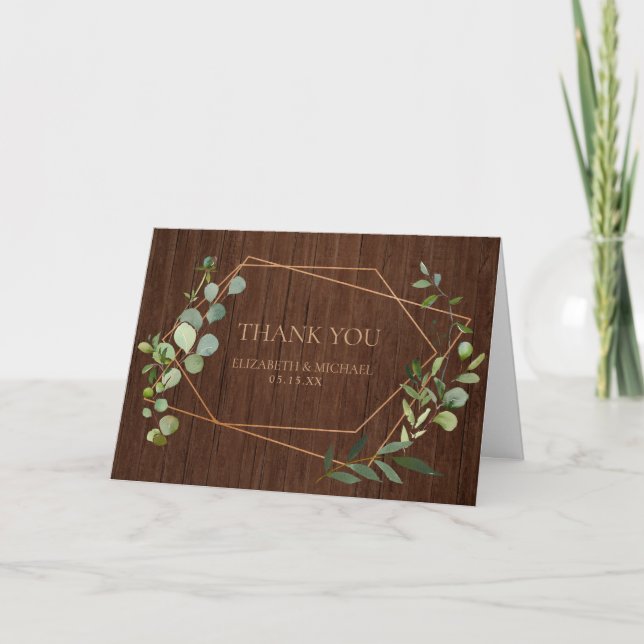 Tarjeta Foto Rustic Copper Geométrica Eucalyptus (Anverso)