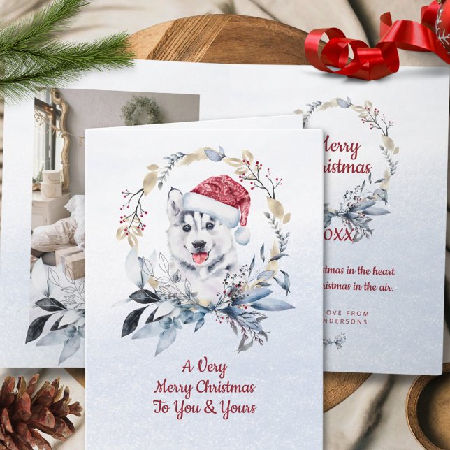 Tarjeta Foto siberiana Husky de la familia de invierno Fel (Subido por el creador)