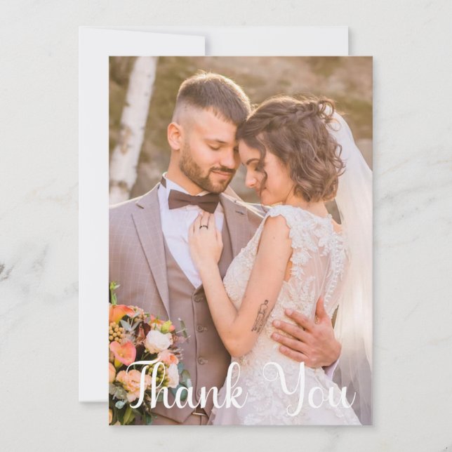 Tarjeta Foto simple Boda Añadir su saludo Gracias (Anverso)
