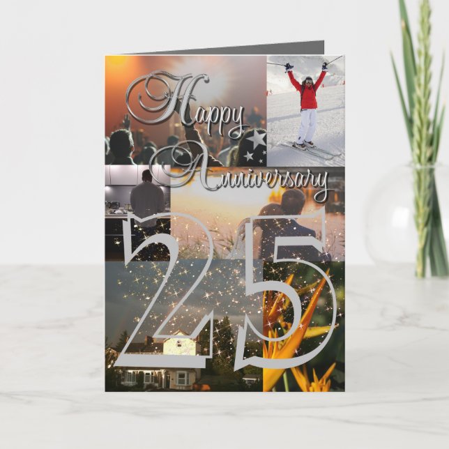 Tarjeta Foto subida personalizada 25º aniversario (Anverso)