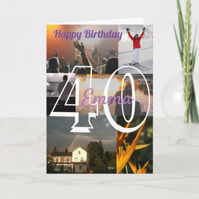 Tarjeta Foto subida personalizada 40º cumpleaños (Anverso)
