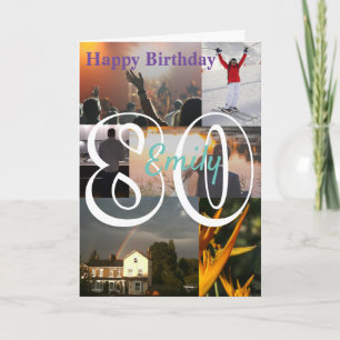 Tarjeta Foto subida personalizada Cumpleaños 80