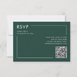 Tarjeta Foto verde esmeralda Código QR Boda RSVP Gabinete