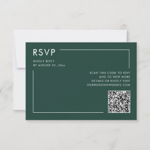 Tarjeta Foto verde esmeralda Código QR Boda RSVP Gabinete