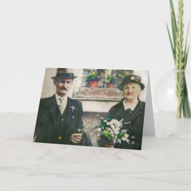 Tarjeta Foto vintage con los abuelos (Anverso)