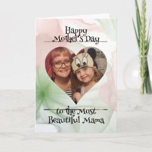 Tarjeta Foto y mensaje personalizado del corazón para mamá