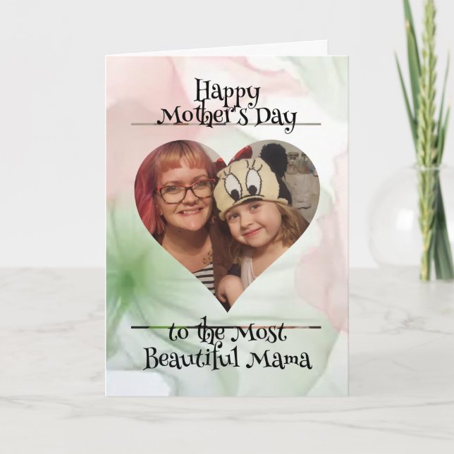 Tarjeta Foto y mensaje personalizado del corazón para mamá (Anverso)