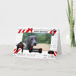 Tarjeta Foto y nombre del Mascota Rojo de Cumpleaños del P