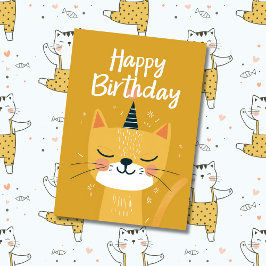 Tarjeta Foto y nombre personalizados | Ilustración de gato