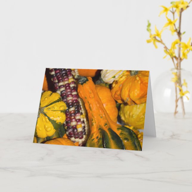 Tarjeta Fotografía de alimentos de variedades de calabazas (flor amarilla)