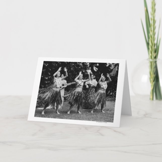 Tarjeta Fotografía de bailarinas Hawaii Hula (Anverso)