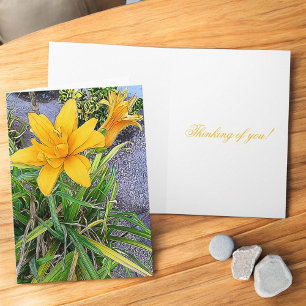 Tarjeta Fotografía de capullo de flor de naranja Thinking 