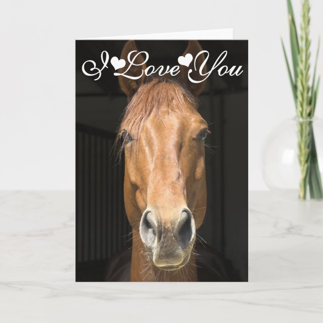 Tarjeta Fotografía de Cara de Caballo Te Amo (Anverso)