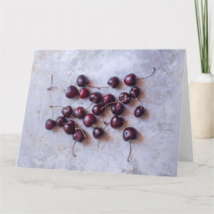 Tarjeta Fotografía de Cerezas Rojas Frescas