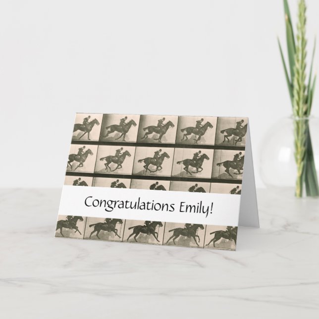 Tarjeta Fotografía de cosecha de caballos en movimiento (Anverso)