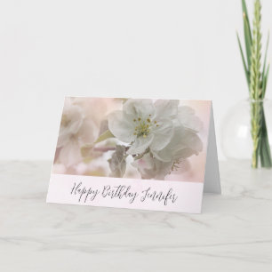 Tarjeta Fotografía de Cumpleaños de Flor de Manzano Blanca
