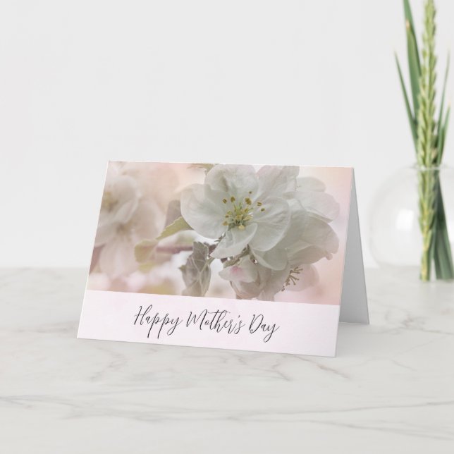 Tarjeta Fotografía de flor de manzano blanca para el Día d (Anverso)