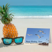 Fotografía de gaviota hermosa playa Feliz cumpleañ