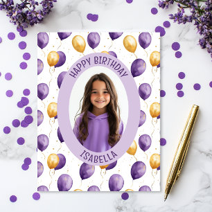 Tarjeta Fotografía de Globos Púrpura