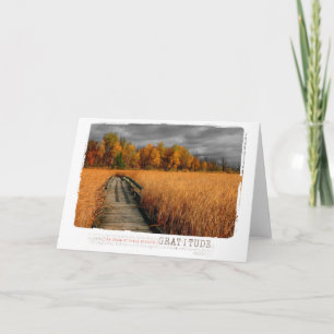 Tarjeta fotografía de gratitud en blanco del día de otoño