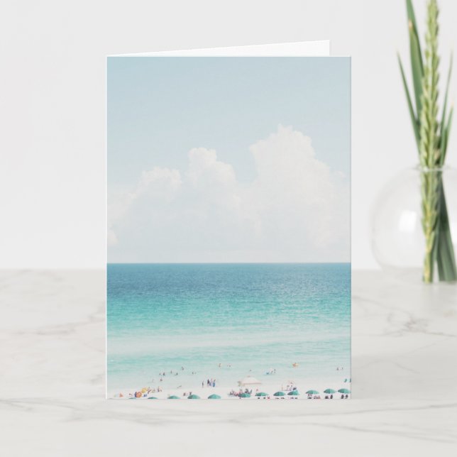 Tarjeta Fotografía de hermosa playa Cielos oceánicos azule (Anverso)