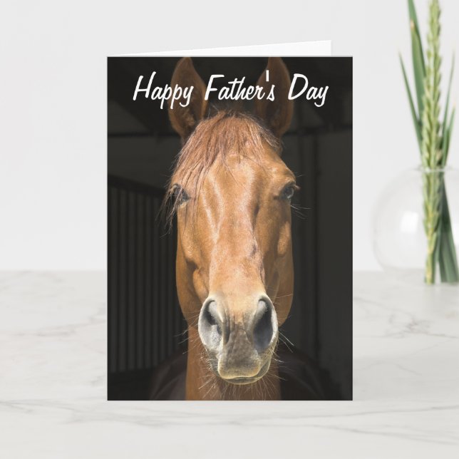 Tarjeta Fotografía de la cara del caballo Feliz Día del Pa (Anverso)