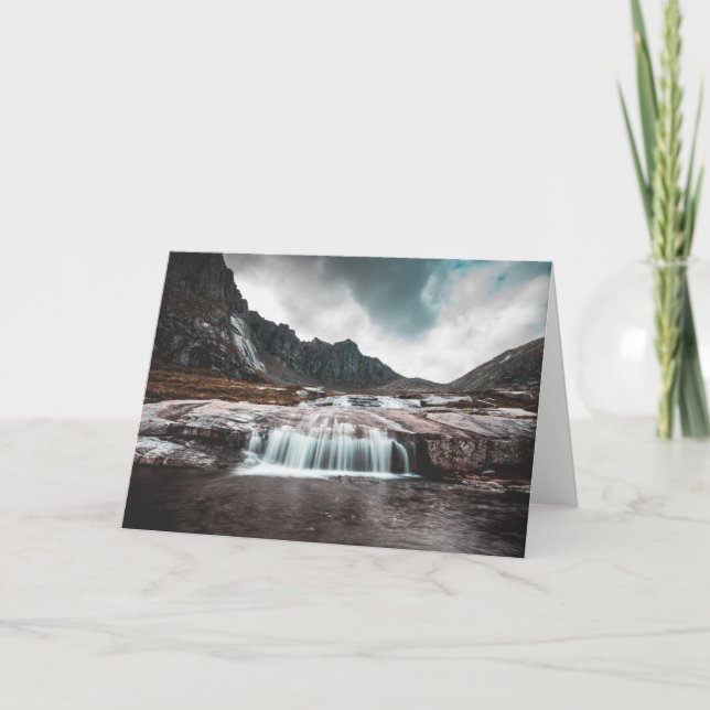 Tarjeta Fotografía de la cascada Lofoten (Anverso)