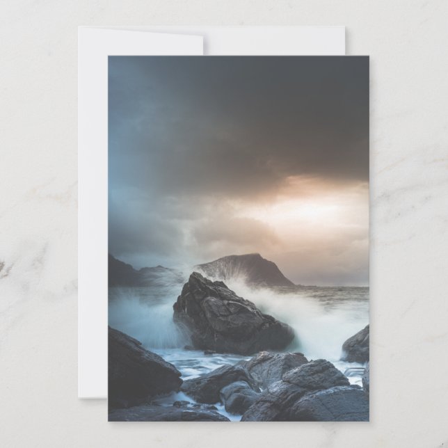 Tarjeta Fotografía de la costa noruega del mar (Anverso)