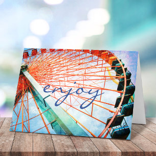 Tarjeta Fotografía de la rueda de la fortuna Disfruta del 