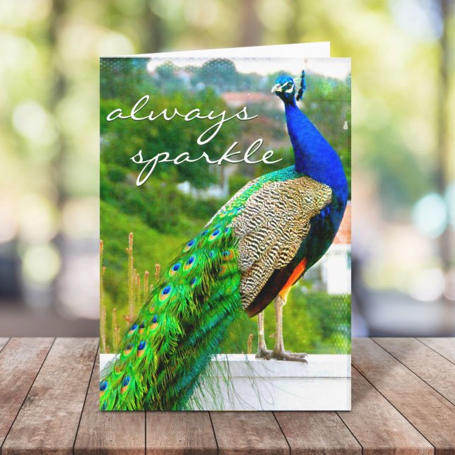 Tarjeta Fotografía de pavo real verde azul siempre brillan (Subido por el creador)