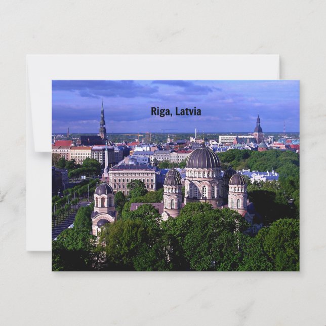 Tarjeta Fotografía de Riga, Letonia, paisaje urbano (Anverso)