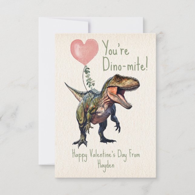 Tarjeta Fotografía de San Valentín de Dinosaur Dino-mite (Anverso)