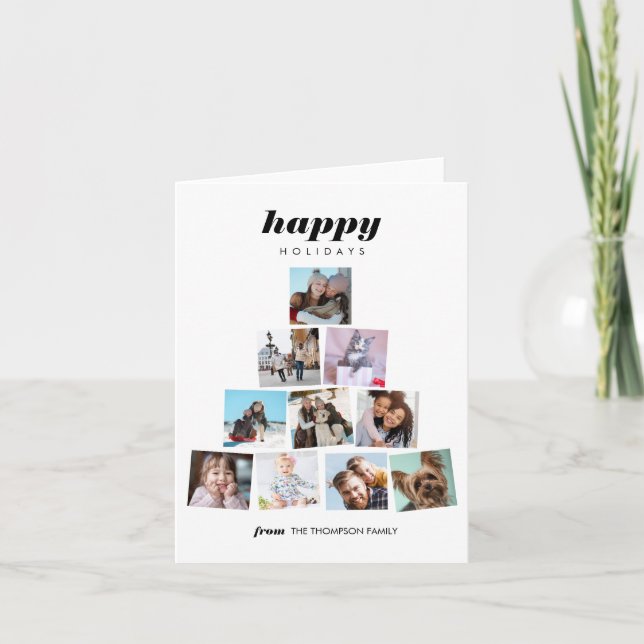 Tarjeta Fotografía del árbol de Navidad familiar (Anverso)