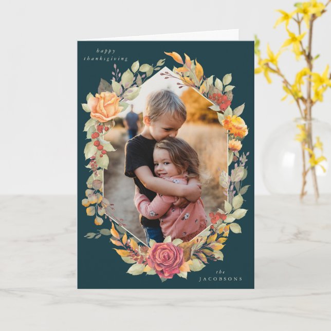 Tarjeta Fotografía del Día de Acción de Gracias de las Flo (flor amarilla)