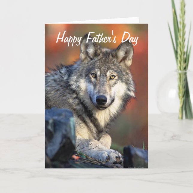 Tarjeta Fotografía del lobo Feliz Día del Padre (Anverso)