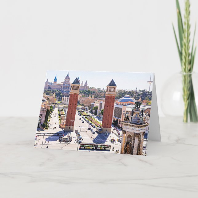 Tarjeta Fotografía del paisaje urbano de Barcelona, España (Anverso)