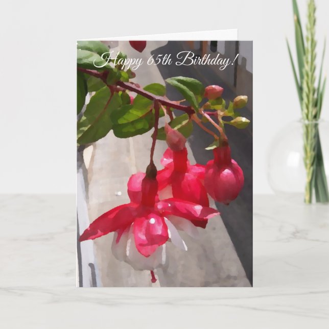 Tarjeta Fotografía floral personalizada cumpleaños número  (Anverso)