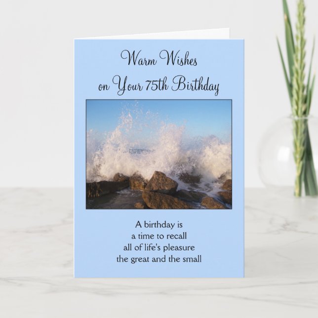 Tarjeta Fotografía oceánica personalizada 75º cumpleaños (Anverso)