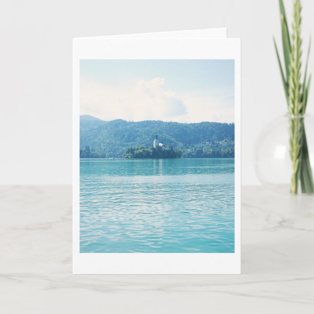 Tarjeta Fotografía paisajística escénica del lago Bled Esl (Anverso)
